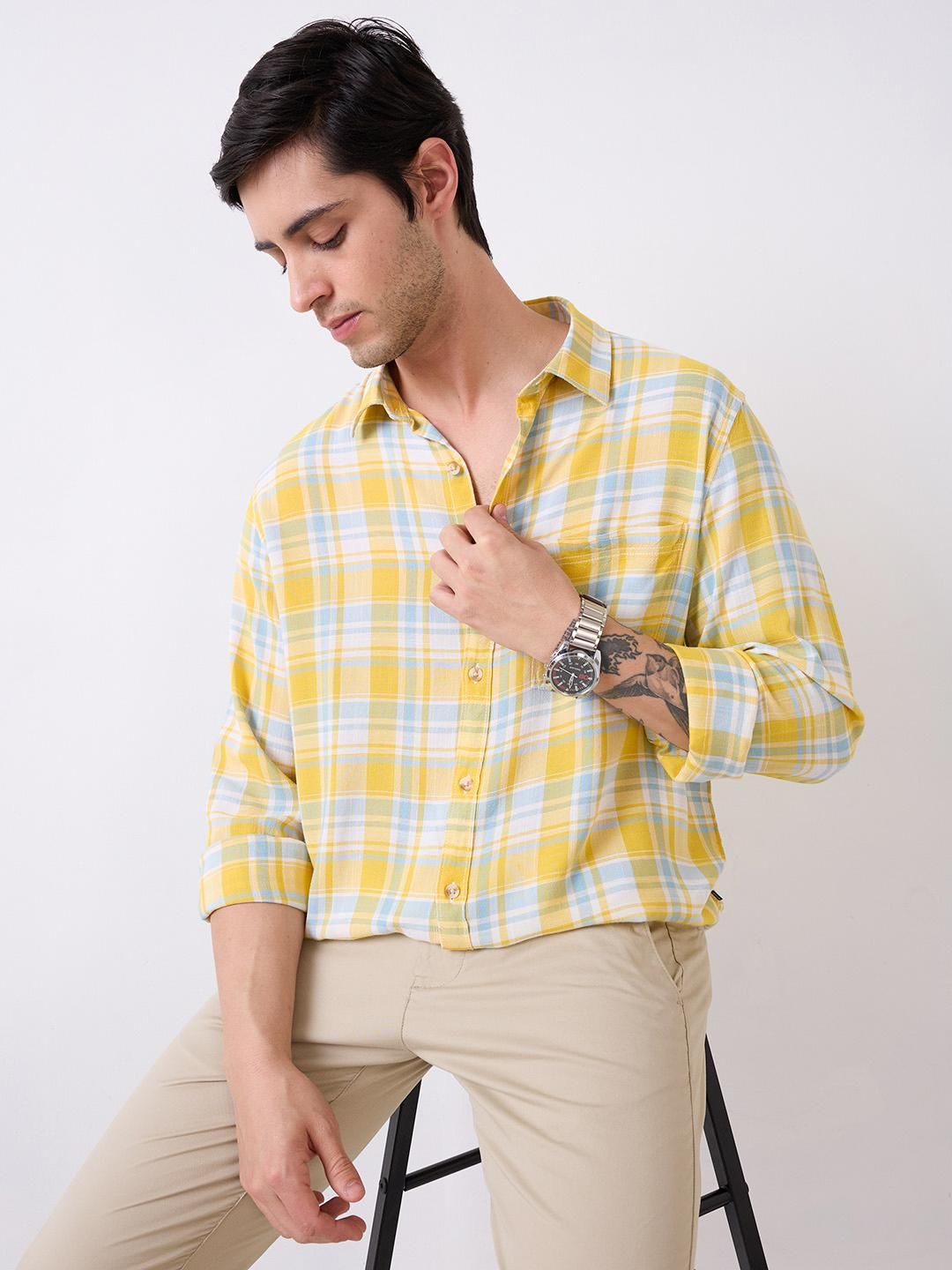 SPYKAR Men Slim Fit Opaque Checked Casual Shirt