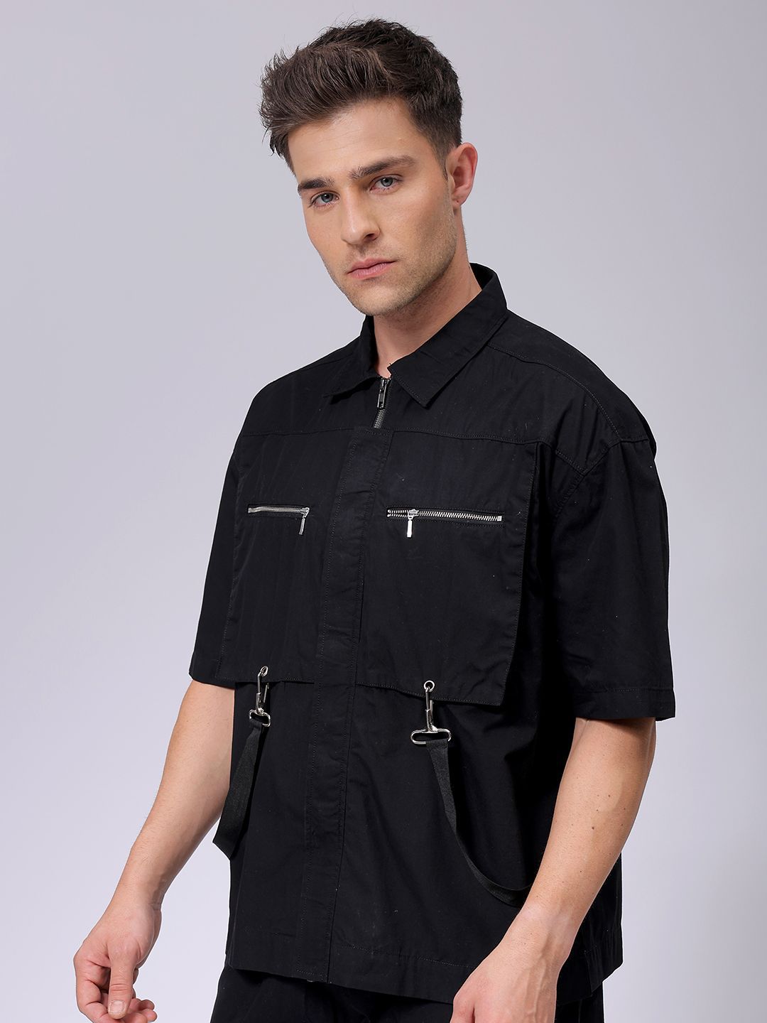 The Indian Garage Co Men Spread Collar Solid Cotton Relaxed Fit Casual Shirt