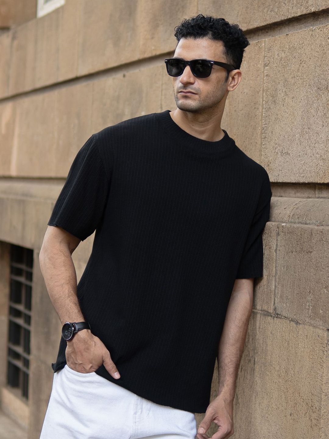 Powerlook Men Solid Round Neck Oversized T-shirt