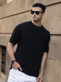 Powerlook Men Solid Round Neck Oversized T-shirt