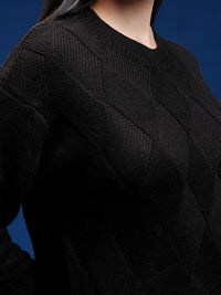Tokyo Talkies Women Cable Knit Self Design Pullover