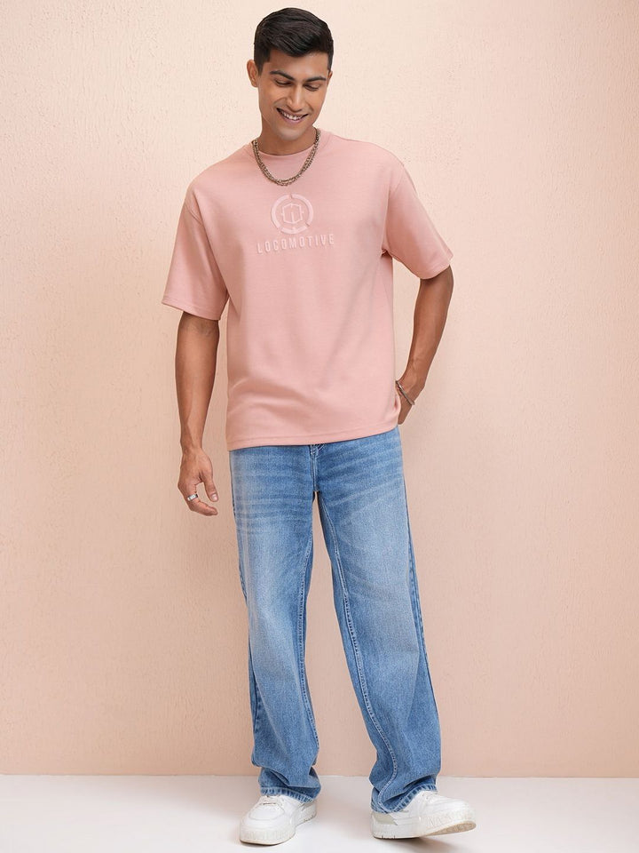 LOCOMOTIVE Premium Mens Roun Neck Brand Logo Oversized Tshirt