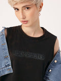 DressBerry Urban Edge Printed Washed Crop T-shirt