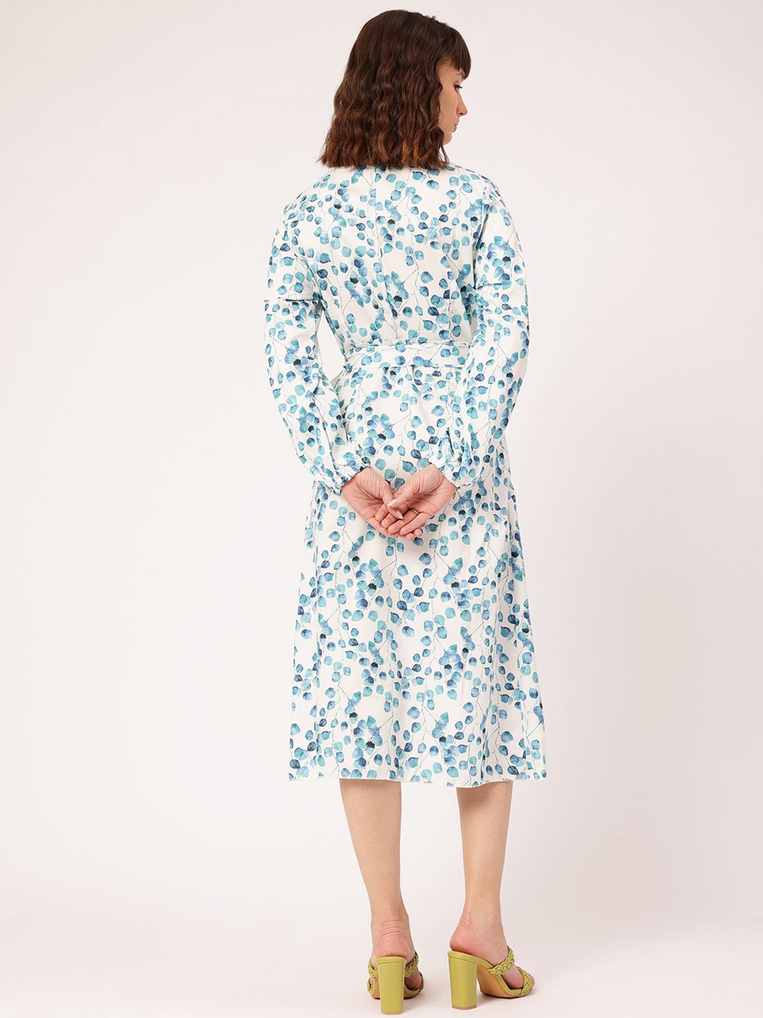 DressBerry Effortlessly Glamorous Printed Belted Wrap Tulip-Hem Midi Dress