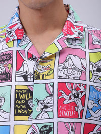 The Indian Garage Co Men Cuban Collar Graphic Printed Loose Fit Resortwear Shirt