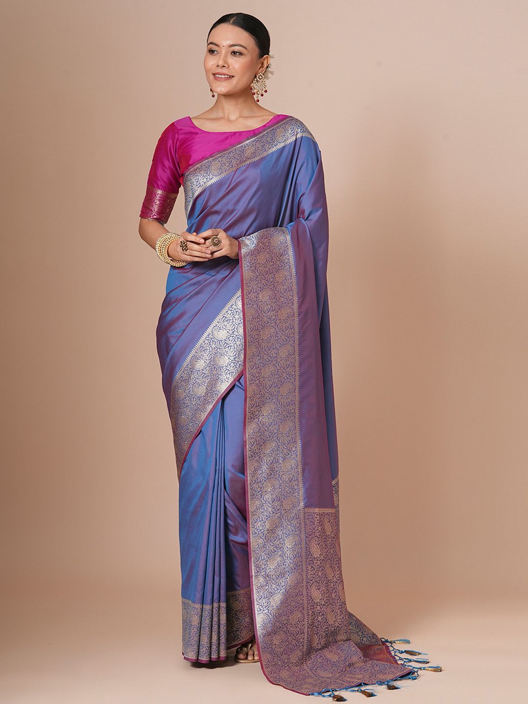 House of Pataudi Woven Design Banarasi Saree With Blouse Piece