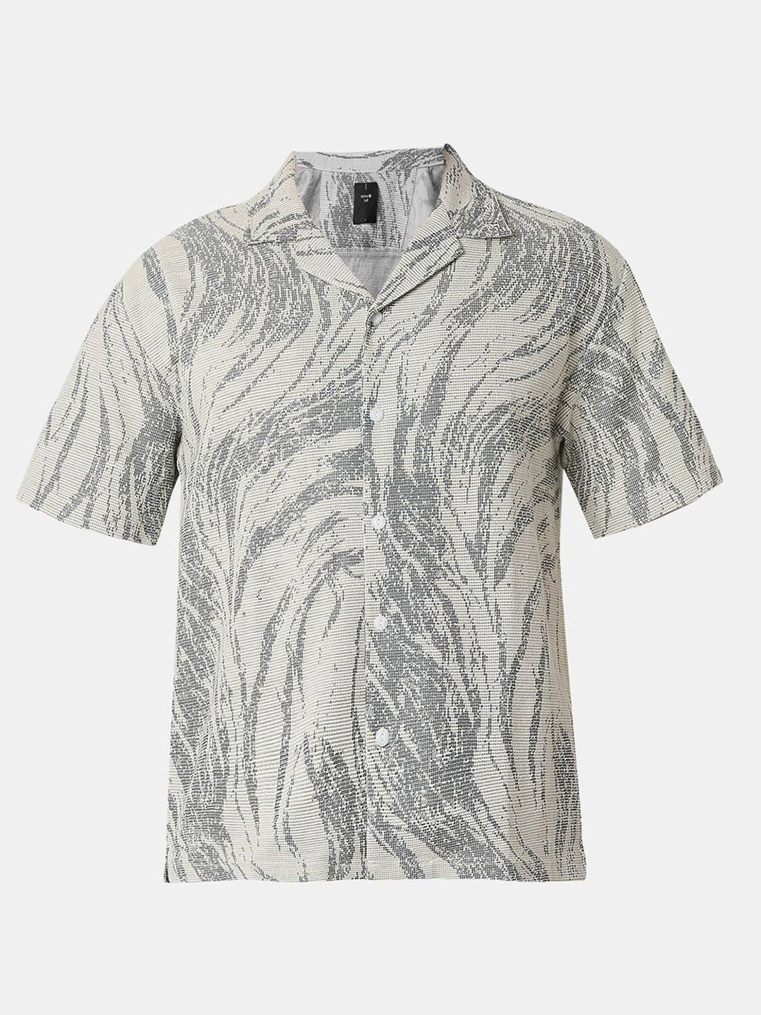 SPYKAR Men Relaxed Fit Cuban Collar Abstract Printed Cotton Casual Shirt