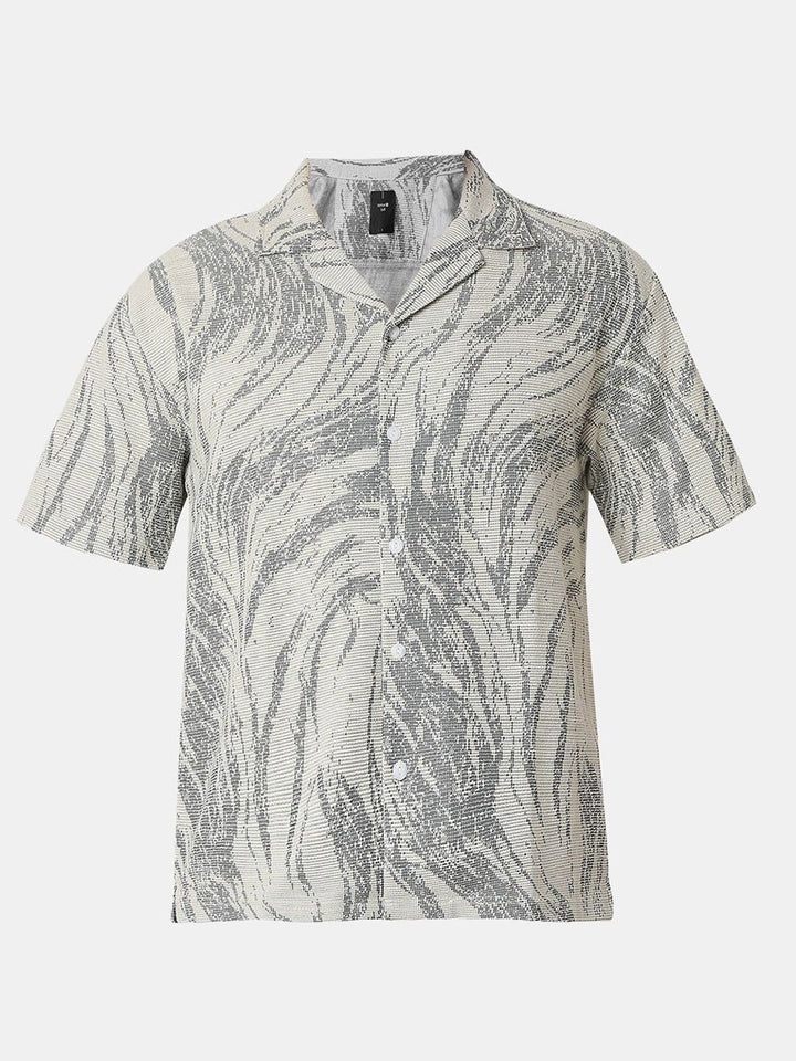 SPYKAR Men Relaxed Fit Cuban Collar Abstract Printed Cotton Casual Shirt