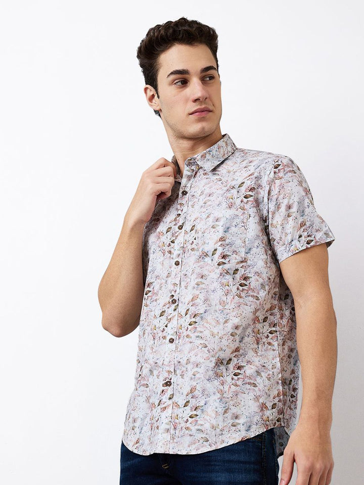 SPYKAR Men Slim Fit Spread Collar Floral Printed Cotton Casual Shirt