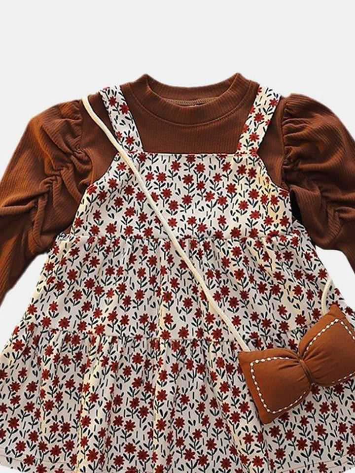 YK Girls Floral Printed Pinafore Dress