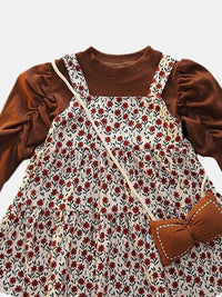 YK Girls Floral Printed Pinafore Dress