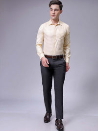 The Indian Garage Co. X Luxe Men Slim Fit Cutaway Collar Grid Tattersall Checked Formal Shirt