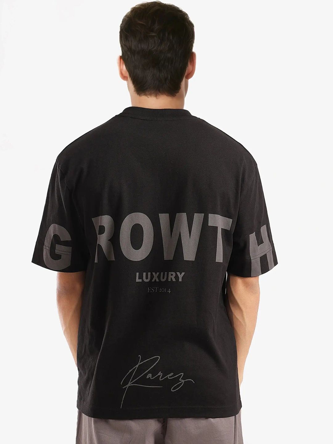 RARE RABBIT Men Typography Printed Round Neck Cotton Oversized T-shirt