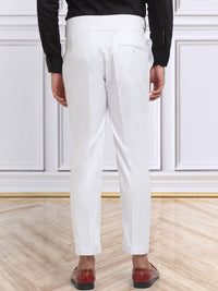 KLOTTHE Men White Slim Fit Mid-Rise Cotton Formal Gurkha Pants