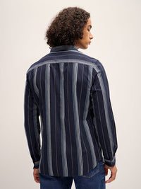 THE BEAR HOUSE Men Striped Slim Fit Pure Cotton Casual Shirt