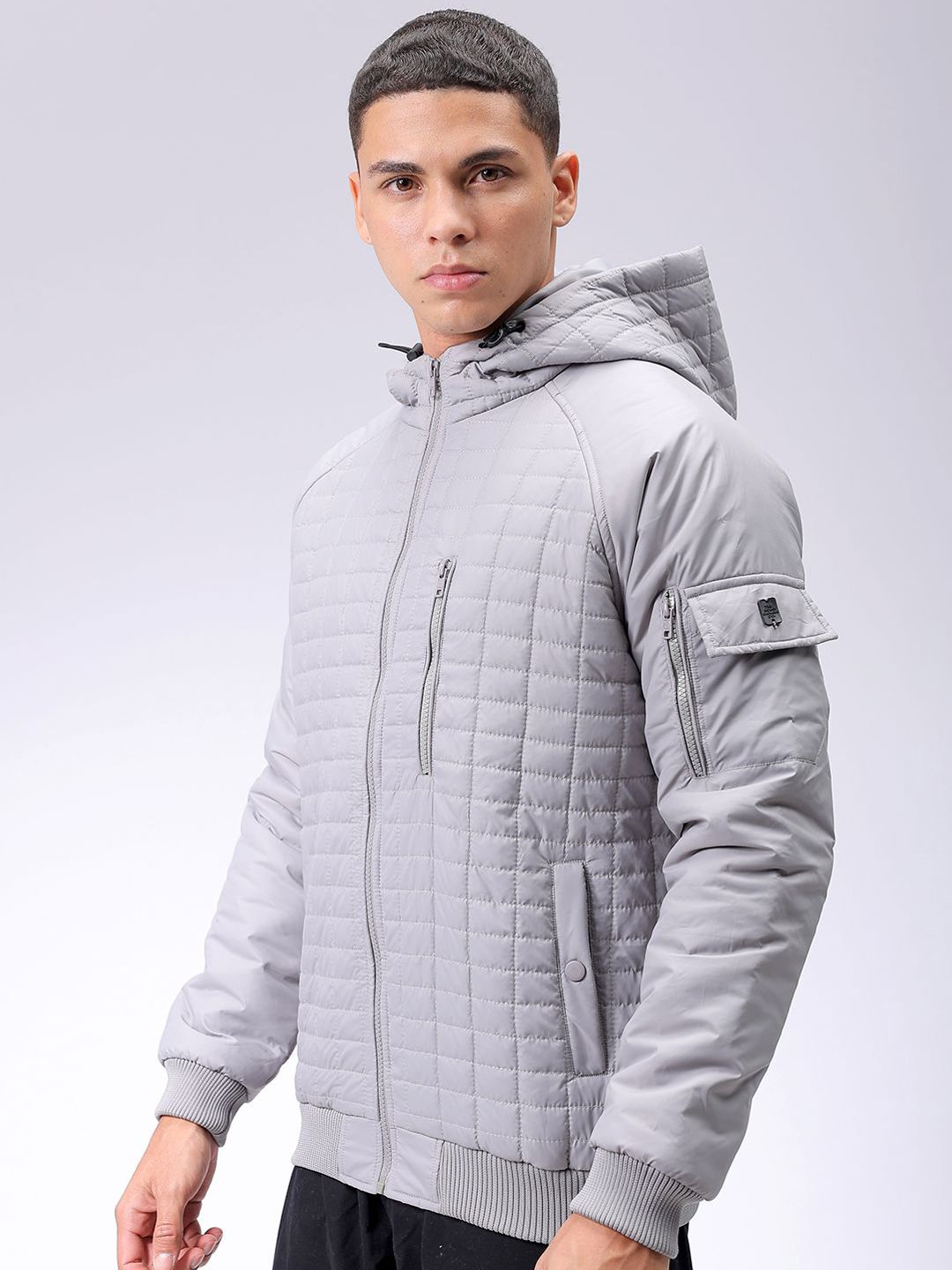 The Indian Garage Co Men Hooded Slim Fit Bomber Jacket