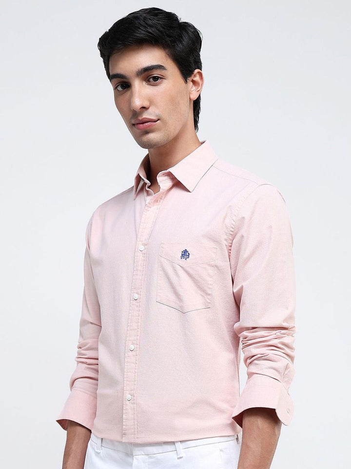 RARE RABBIT Men Comfort Spread Collar Solid Cotton Formal Shirt
