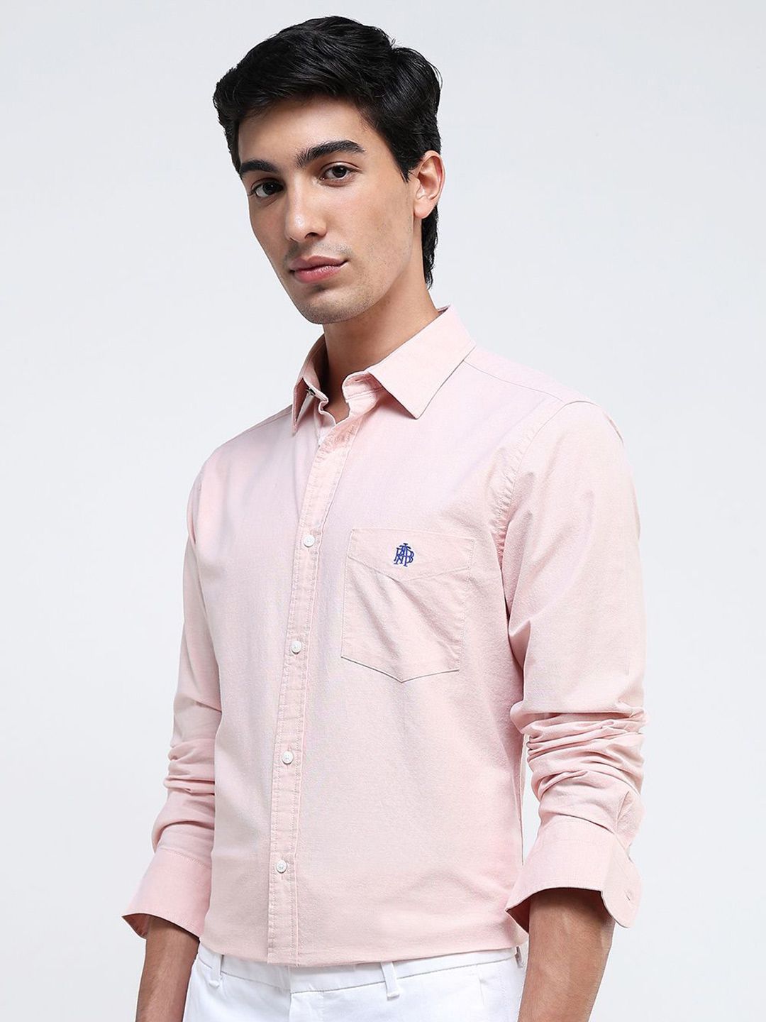 RARE RABBIT Men Comfort Spread Collar Solid Cotton Formal Shirt