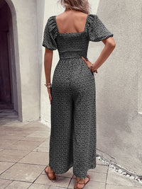 DressBerry Smocked Floral Printed Basic Jumpsuit