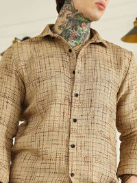 Campus Sutra Comfort Textured Spread Collar Casual Shirt