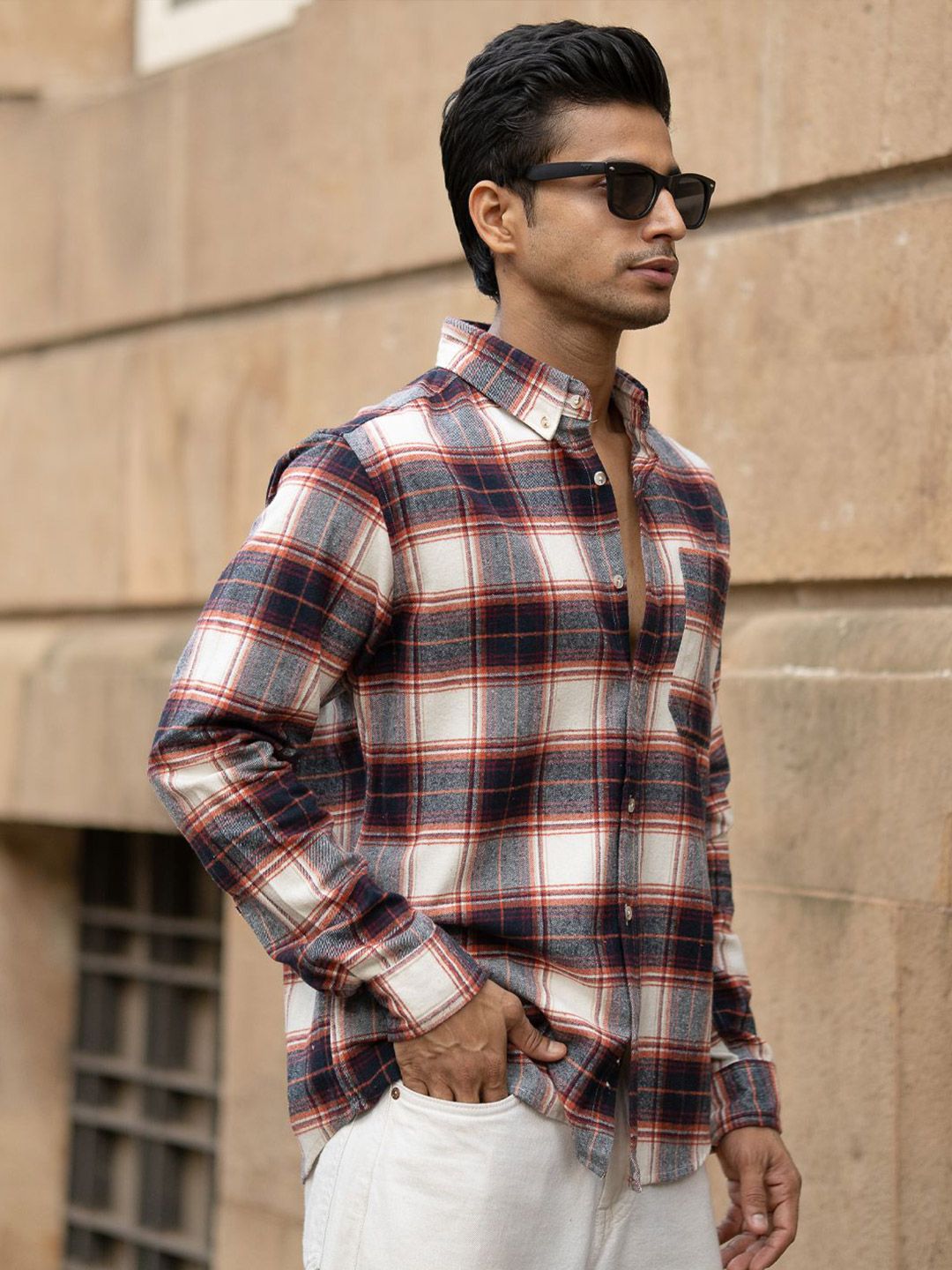 Powerlook SS25 Tartan Checked Pure Cotton Casual Shirt