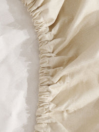 Myntra Elegant Homes Beige Floral Cotton 300 TC Fitted King Cadar Halus dengan 2 Sarung Bantal-250 x 220 cm