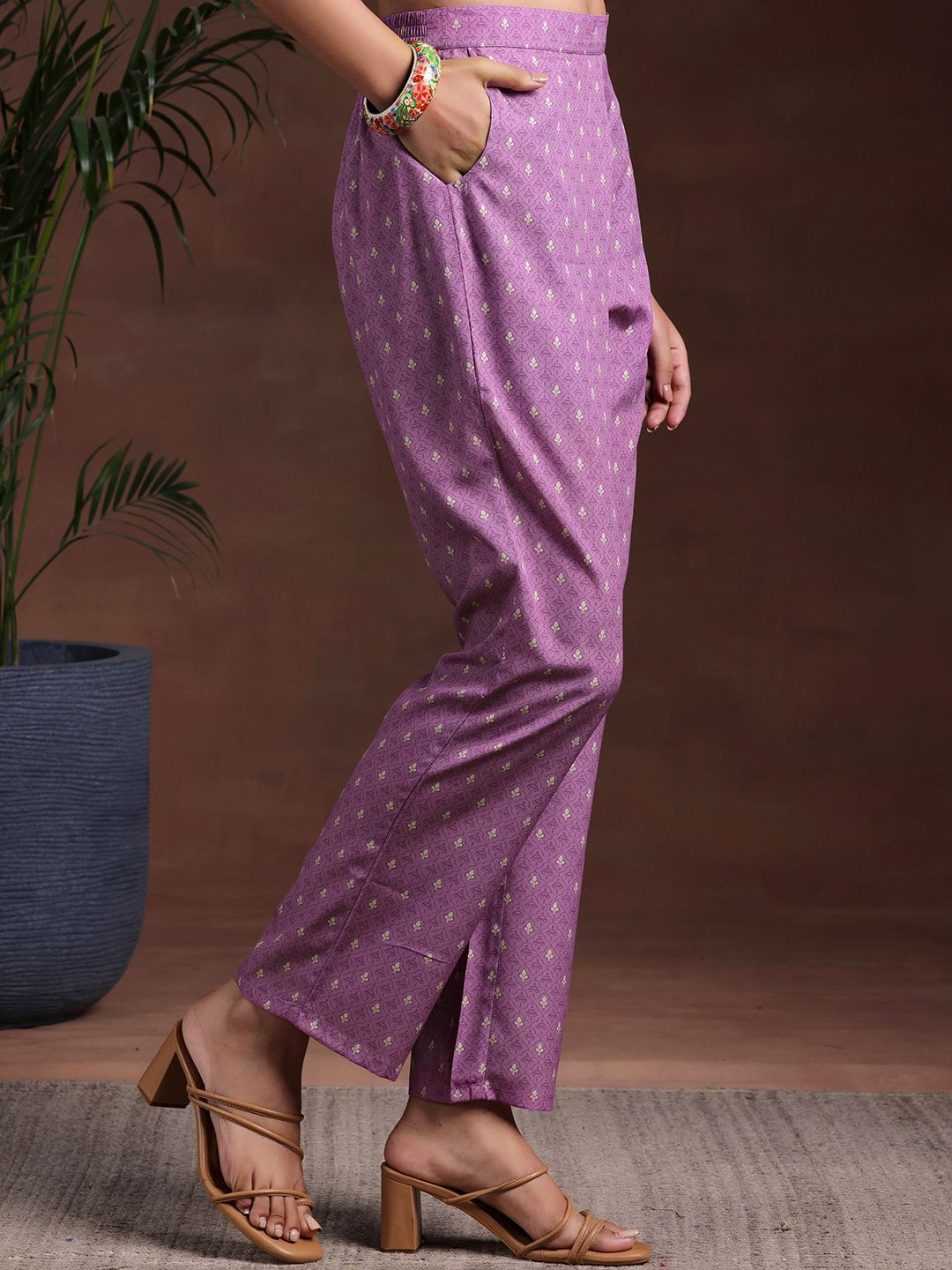 Libas Ethnic Motifs Printed Keyhole Neck Straight Kurta With Trousers & Dupatta