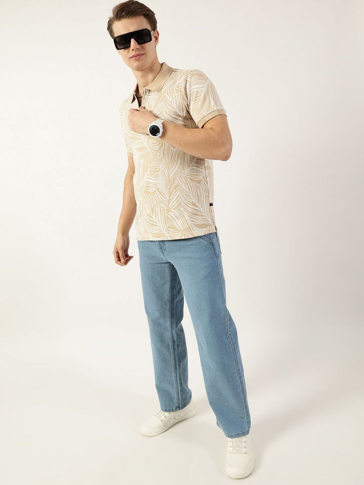 Thomas Scott Men Floral Printed Polo Collar Pockets T-shirt