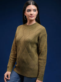 Tokyo Talkies Women Geometric Self Design Pullover