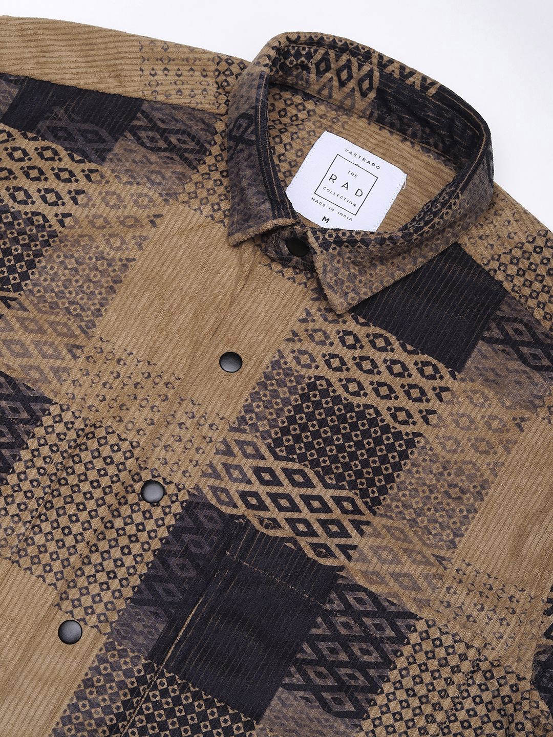 VASTRADO Men Classic Spread Collar Geometric Printed Cotton Slim Fit Casual Shirt