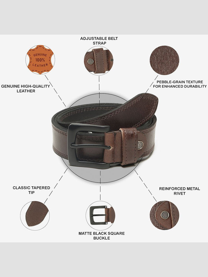 Teakwood Leathers Men Textured Leather Belt