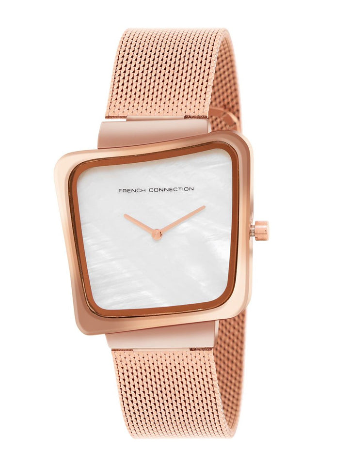 Sambungan Perancis Wanita Dail Square Dail & Gelang Gaya Tali Analog Watch Watch FCU6SRGM