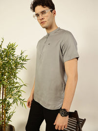 Thomas Scott Men Solid Mandarin Collar Cotton T-Shirt