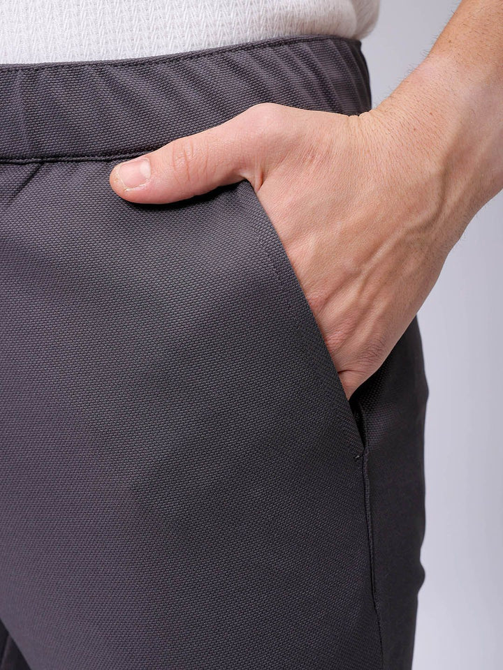 The Indian Garage Co. X Luxe Men Textured Slim Fit Mid-Rise Trousers