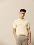 Mr Bowerbird Men Self Designed Polo Collar Pure Cotton Tailored Winter T-shirt