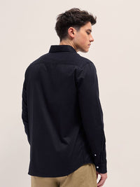 THE BEAR HOUSE Men Spread Collar Solid Cotton Tailored Fit Casual Shirt