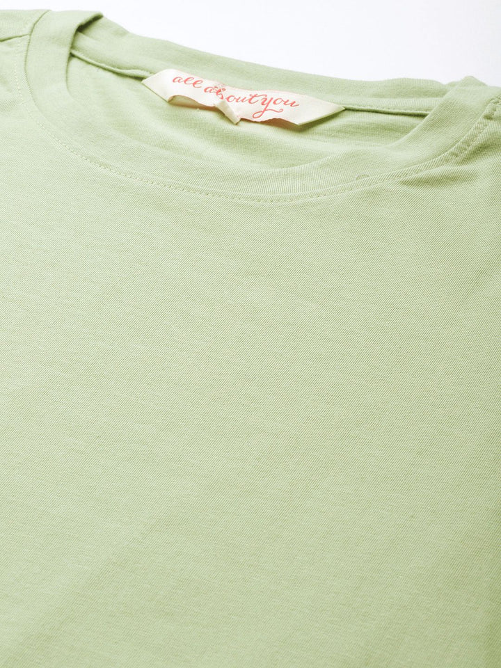 all about you Women Green Solid T-shirt