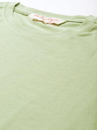 all about you Women Green Solid T-shirt
