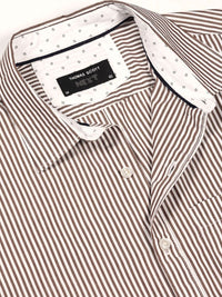 Thomas Scott Men Smart Spread Collar Vertical Striped Cotton Slim Fit Casual Shirt