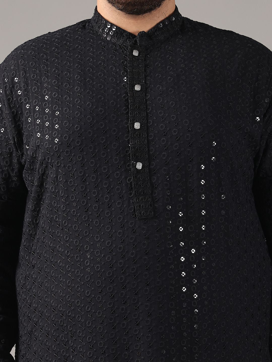 SOJANYA PLUS Plus Size Men Ethnic Motifs Embroidered Pure Cotton Straight Kurta & Pyjamas