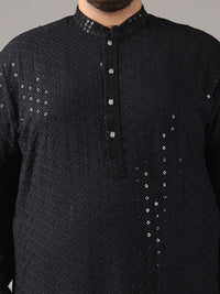 SOJANYA PLUS Plus Size Men Ethnic Motifs Embroidered Pure Cotton Straight Kurta & Pyjamas
