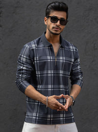 Powerlook Men Checked Polo Collar T-shirt
