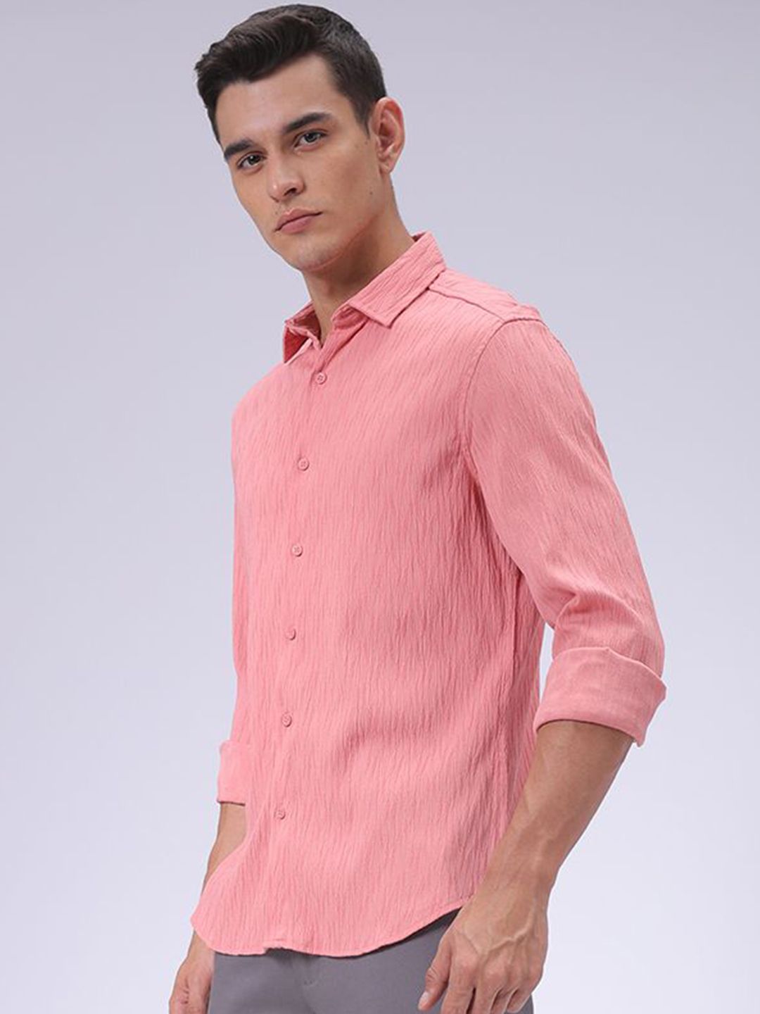 The Indian Garage Co Men Slim Fit Textured Jacquard Resortwear Shirt