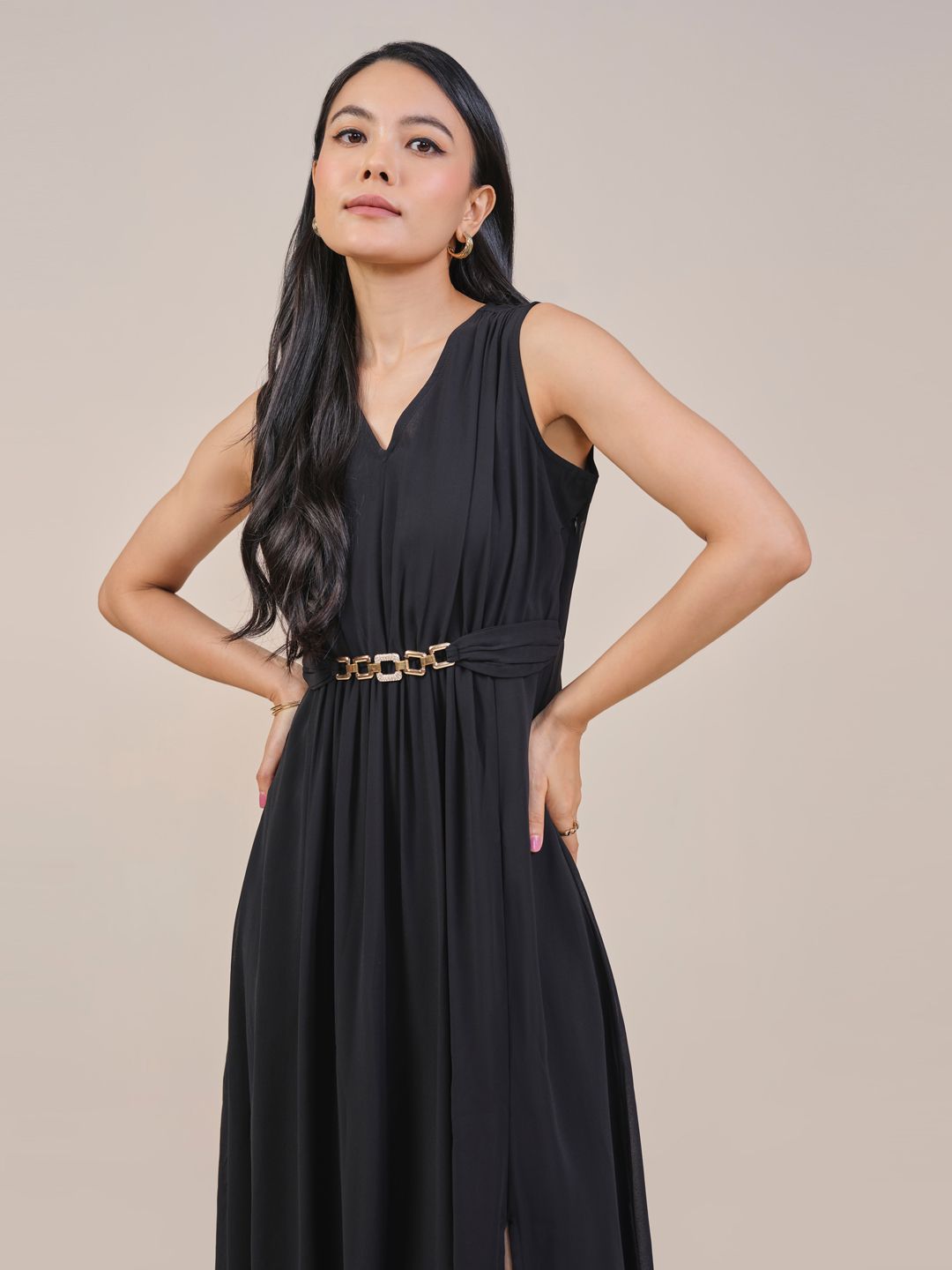 AND Women Sleeveless Fit & Flare Maxi Dress