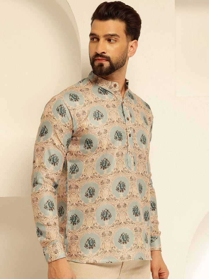 SOJANYA Floral Printed Cotton Straight Short Kurta