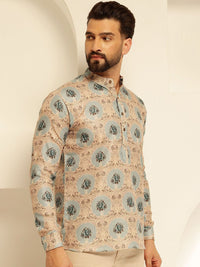 SOJANYA Floral Printed Cotton Straight Short Kurta