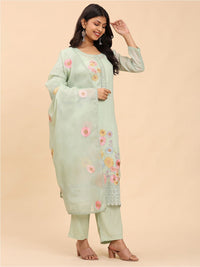 Mamicha Women Floral Regular Pure Cotton Kurta with Palazzos & With Dupatta