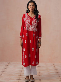 House of Chikankari Women Embroidered Chikankari Kurta