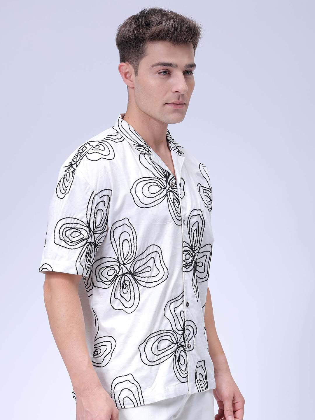 The Indian Garage Co Men Relaxed Fit Cuban Collar Floral Printed Casual Shirt