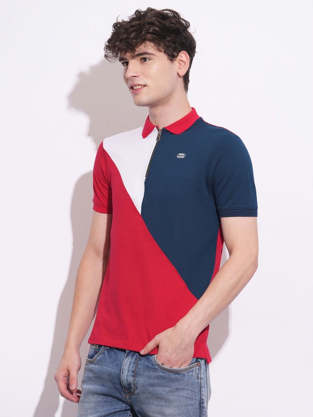 Being Human Men Colourblocked Polo Collar T-shirt